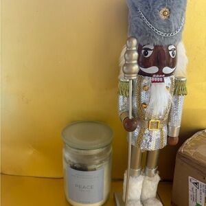 JCPenney Gold and Silver Nutcracker with Candle